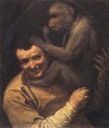 Annibale Carracci Portrait of a Young Man with a Monkey oil painting artist